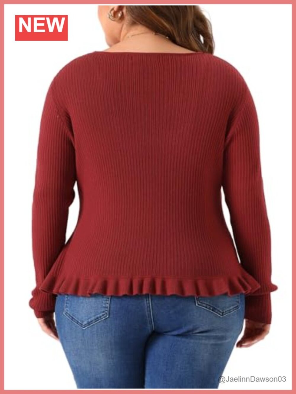 Plus Size Open Front Ruffled Cable Knit Cardigan - Picture 3 of 4